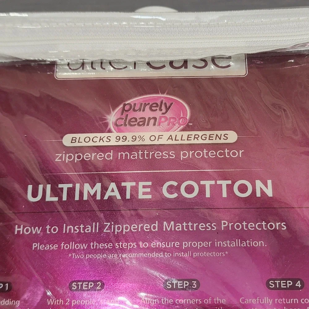 Allerease Purely Clean Pro Twin XL Zippered Mattress Protector Ultimate Cotton - Picture 3 of 8